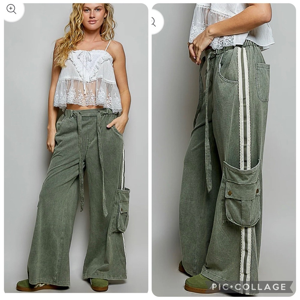 POL Dreamcatcher French Terry Cargo Pant - Women's Small - Olive NWT $85